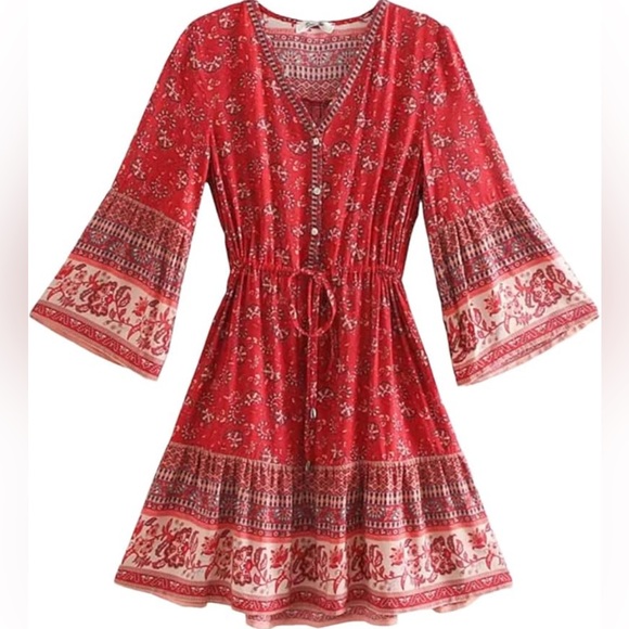 Women’s Boho Floral Dress - Picture 2 of 8